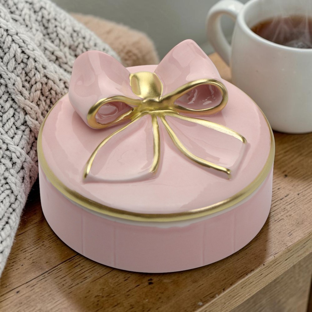 SCATOLA IN PORCELLANA COLORE ROSA